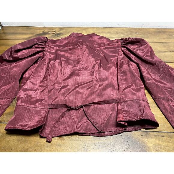 Wahmaker womens 1880s Style Blouse Burgundy Poly Blend Moire 2XL - Picture 10 of 11